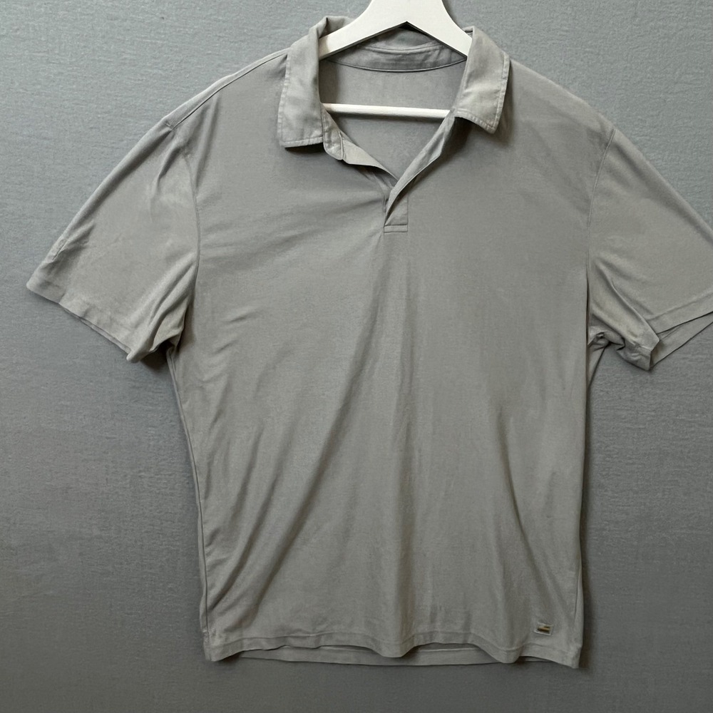 Vuori Mens Short Sleeve Performance Polo Shirt Heathered Grey Stretch L